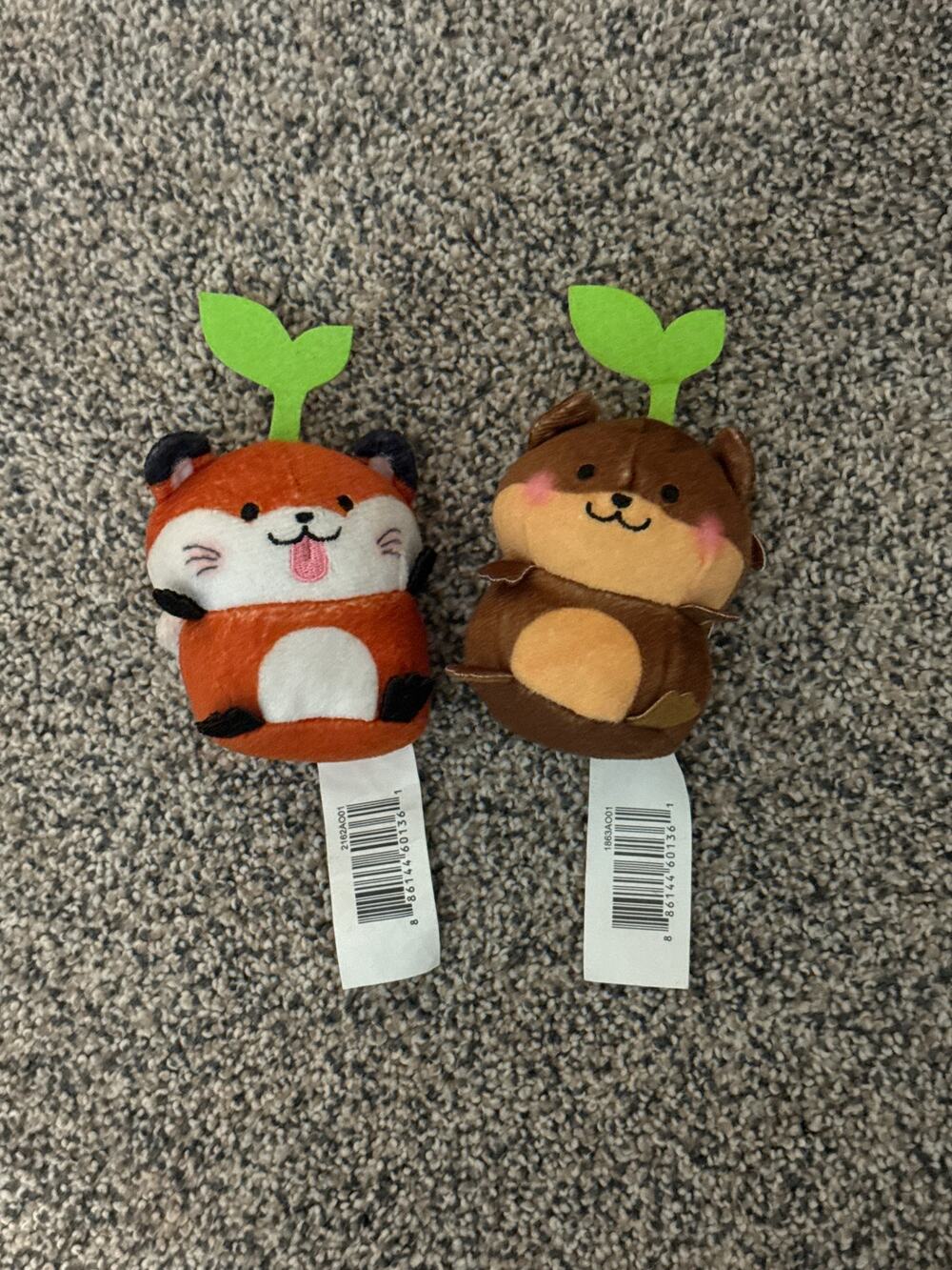 Sakuties Mini Plush Rachel The Fox Series 1 Rare & Charlie, the Brown Squirrel